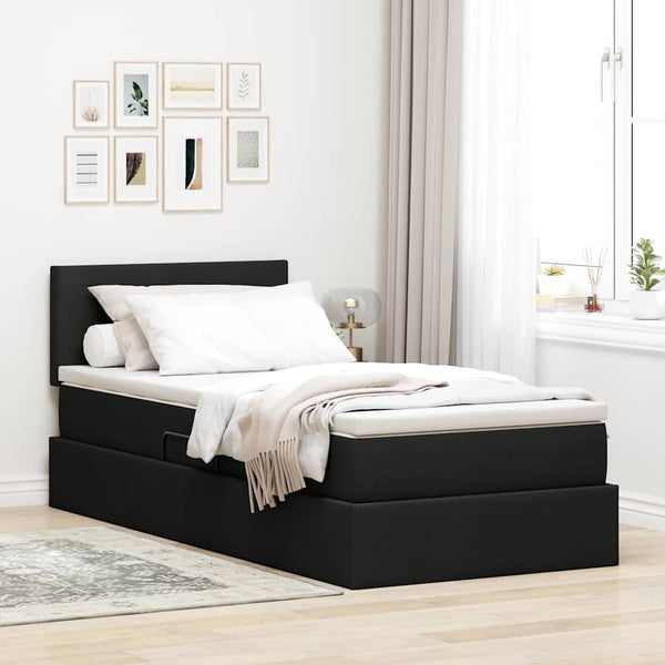 Bett mit Stauraum & LED Schwarz 100x200 cm