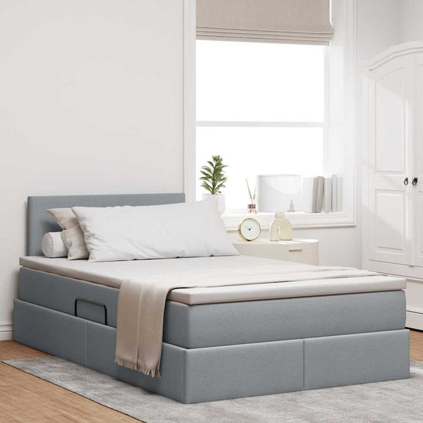 Bett mit Stauraum & LED Hellgrau 120x190 cm