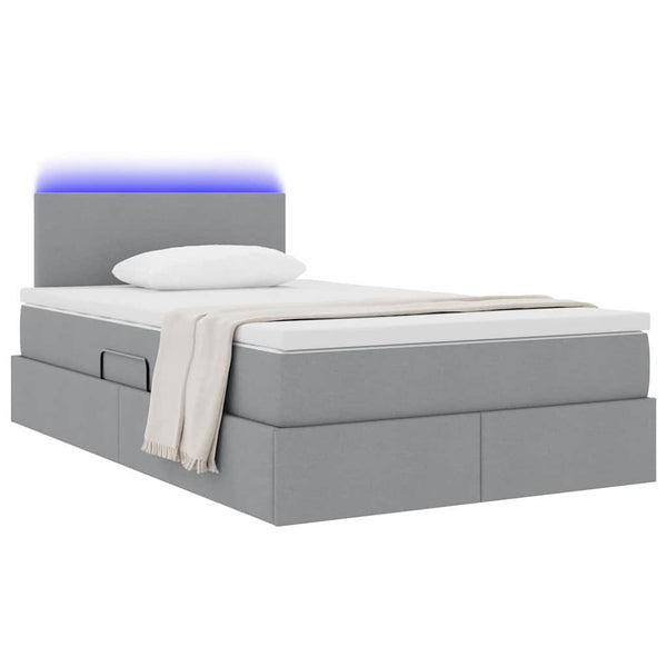 Bett mit Stauraum & LED Hellgrau 120x190 cm