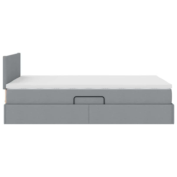 Bett mit Stauraum & LED Hellgrau 120x190 cm