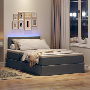 Bett mit Stauraum und LED Dunkelgrau 120x190 cm