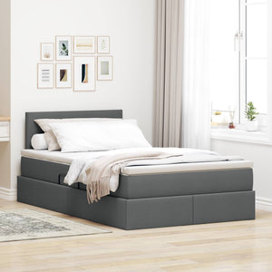 Bett mit Stauraum und LED Dunkelgrau 120x190 cm