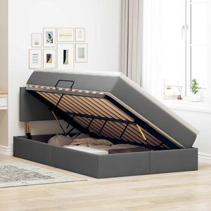 Bett mit Stauraum und LED Dunkelgrau 120x190 cm
