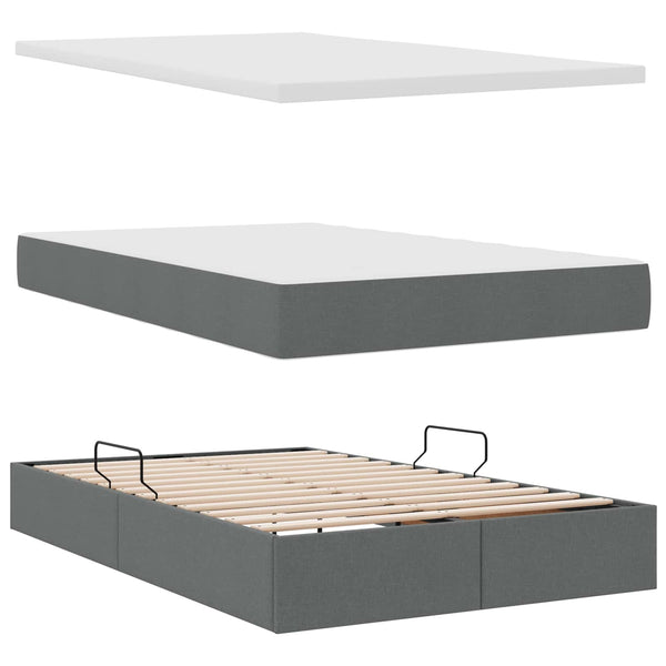 Bett mit Stauraum und LED Dunkelgrau 120x190 cm