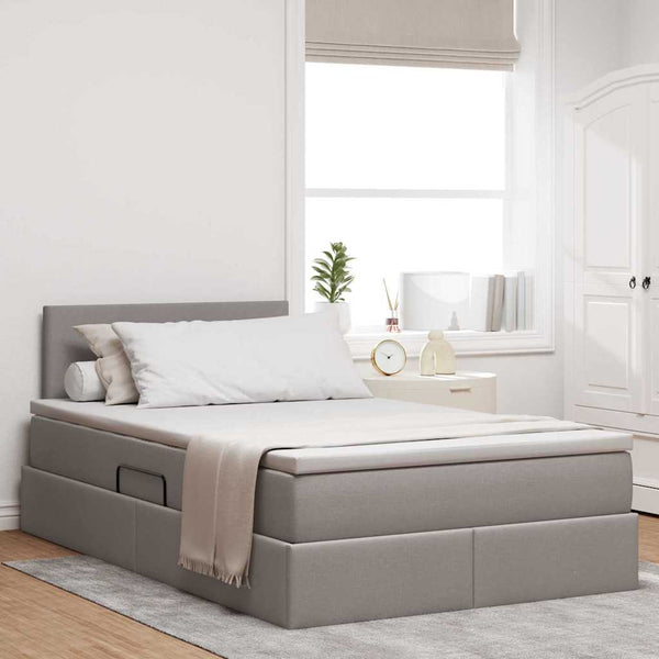 Bett mit Stauraum, LED & Matratze Taupe 120x190 cm