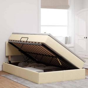 Bett mit Stauraum, LED & Matratze Creme 120x190 cm