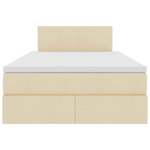 Bett mit Stauraum, LED & Matratze Creme 120x190 cm