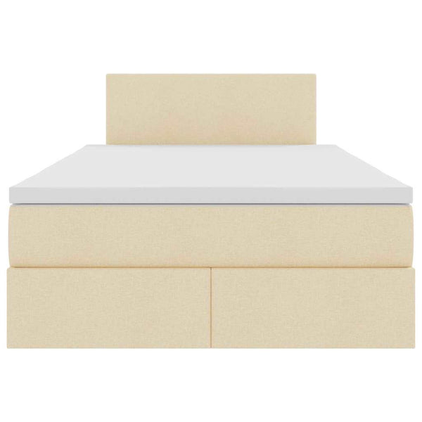 Bett mit Stauraum, LED & Matratze Creme 120x190 cm