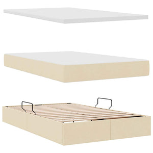 Bett mit Stauraum, LED & Matratze Creme 120x190 cm