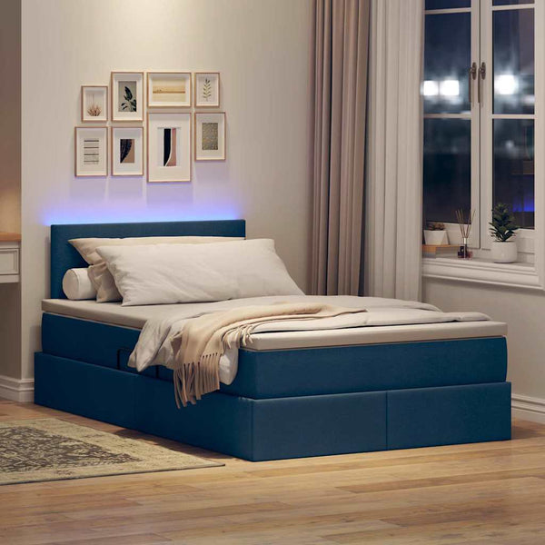 Bett mit Stauraum, LED & Matratze Blau 120x190 cm