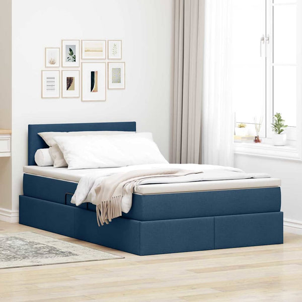 Bett mit Stauraum, LED & Matratze Blau 120x190 cm