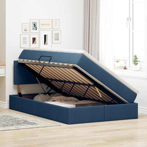 Bett mit Stauraum, LED & Matratze Blau 120x190 cm