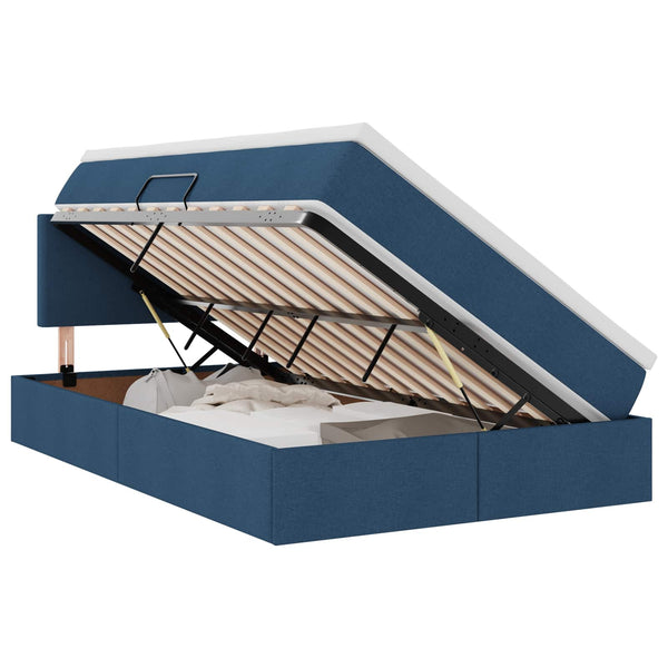 Bett mit Stauraum, LED & Matratze Blau 120x190 cm