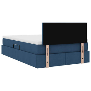 Bett mit Stauraum, LED & Matratze Blau 120x190 cm