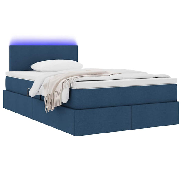 Bett mit Stauraum, LED & Matratze Blau 120x190 cm