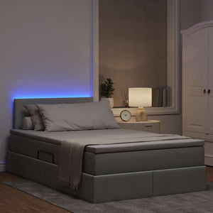 Bett mit Stauraum & LED Hellgrau 120x200 cm