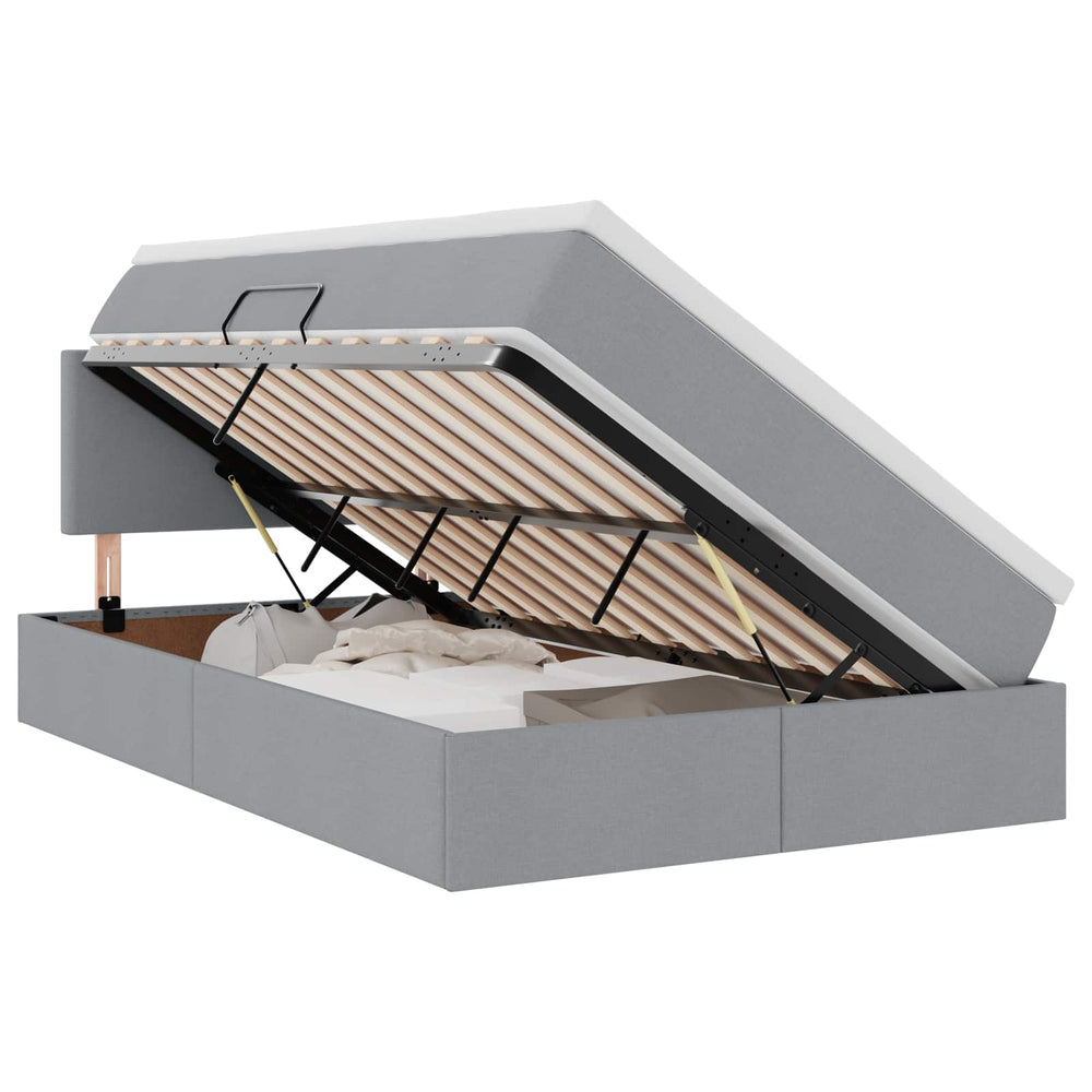 Bett mit Stauraum & LED Hellgrau 120x200 cm