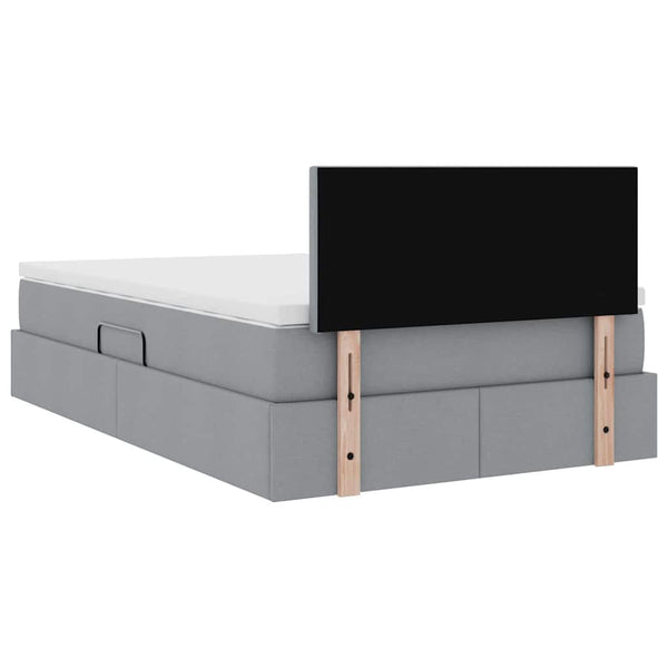 Bett mit Stauraum & LED Hellgrau 120x200 cm