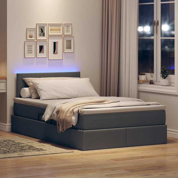 Bett mit Stauraum und LED Dunkelgrau 120x200 cm