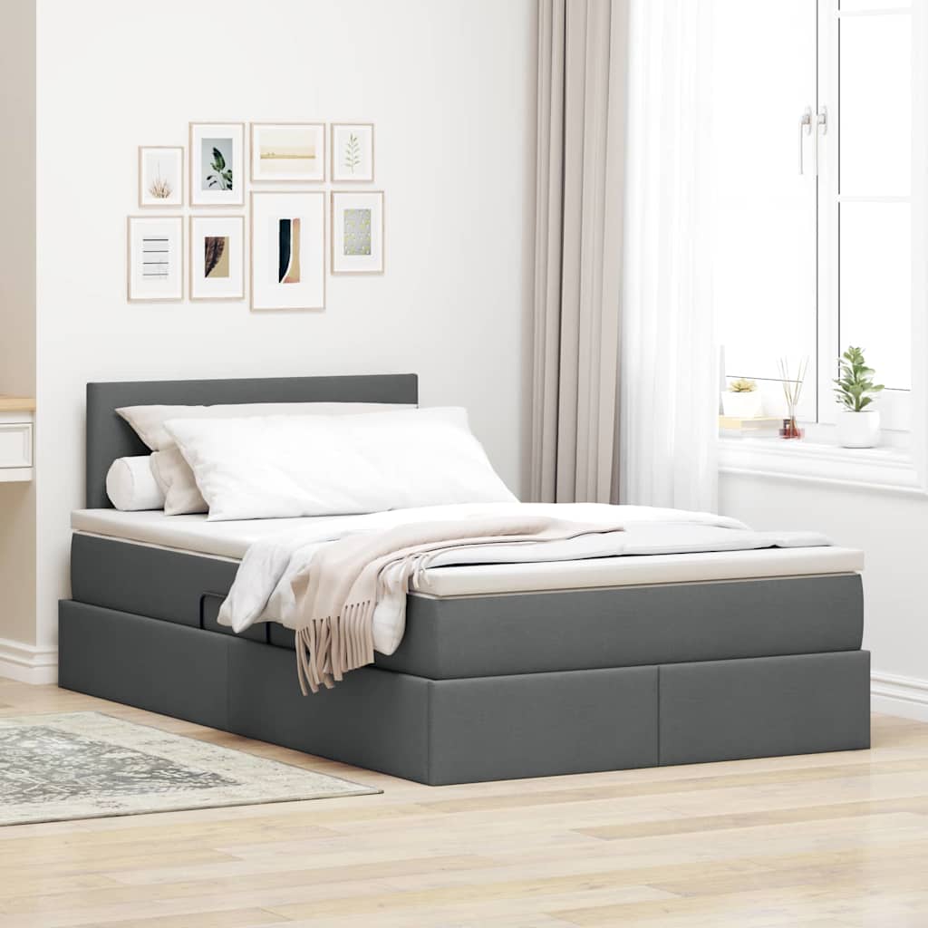 Bett mit Stauraum und LED Dunkelgrau 120x200 cm