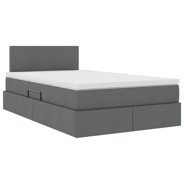 Bett mit Stauraum und LED Dunkelgrau 120x200 cm