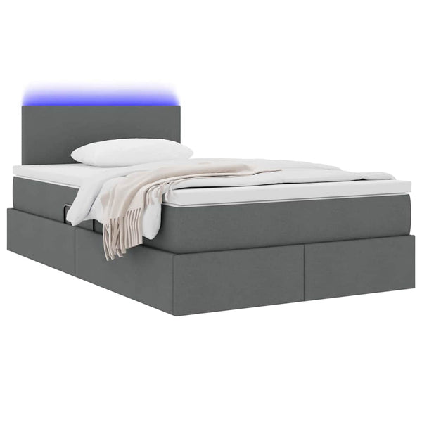 Bett mit Stauraum und LED Dunkelgrau 120x200 cm