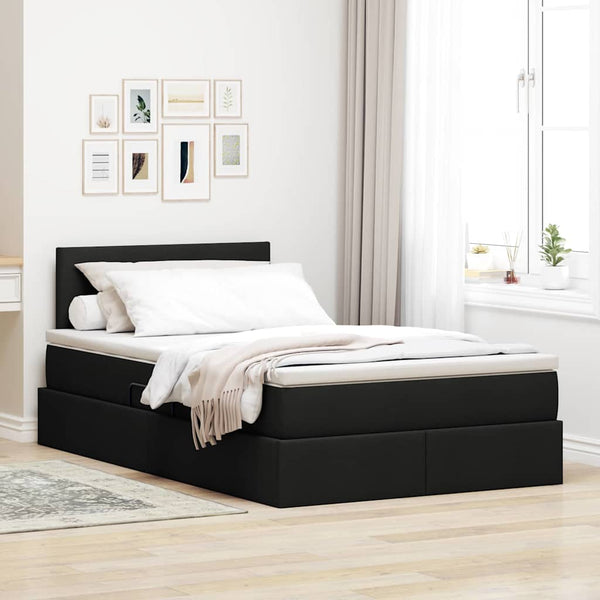 Bett mit Stauraum und LED Schwarz 120x200 cm