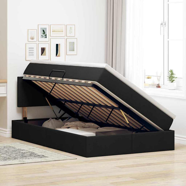 Bett mit Stauraum und LED Schwarz 120x200 cm