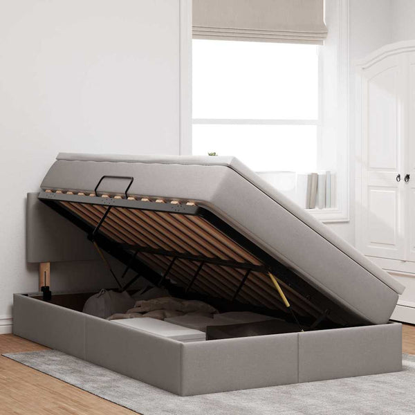 Bett mit Stauraum & LED Taupe 120x200 cm