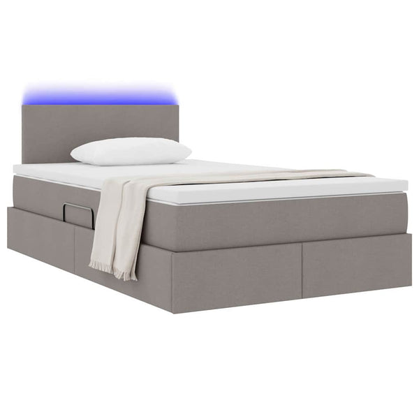 Bett mit Stauraum & LED Taupe 120x200 cm