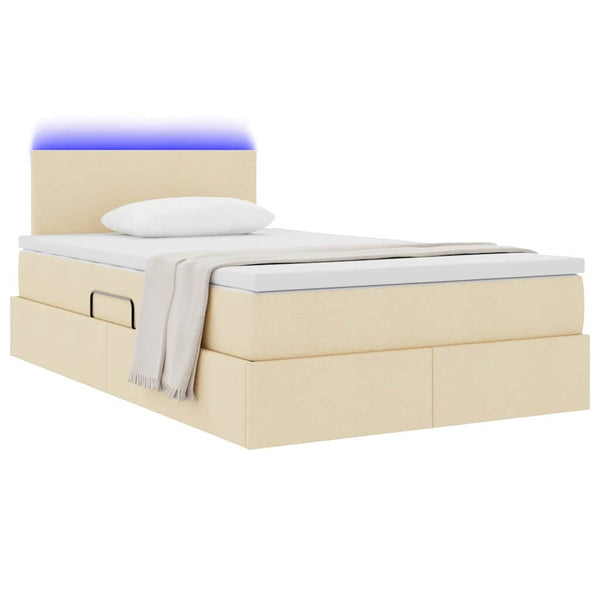 Stauraumbett mit LED und Matratze Creme 120x200 cm