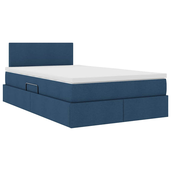 Bett mit Stauraum, LED & Matratze Blau 120x200 cm