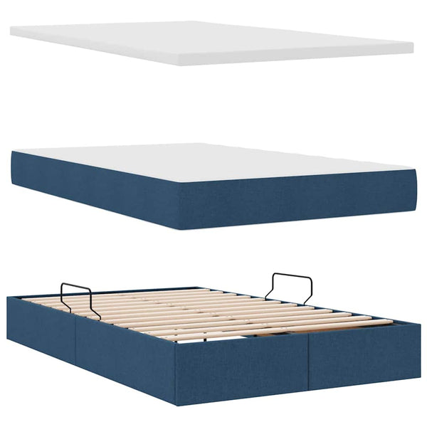 Bett mit Stauraum, LED & Matratze Blau 120x200 cm