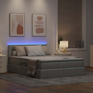 vidaXL Lit avec rangement et LED Gris clair 140 x 190 cm Tissu
