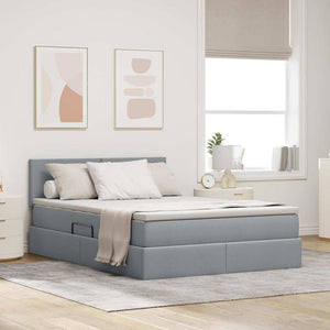 vidaXL Lit avec rangement et LED Gris clair 140 x 190 cm Tissu