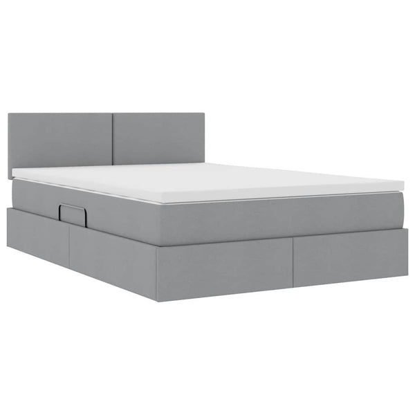vidaXL Lit avec rangement et LED Gris clair 140 x 190 cm Tissu