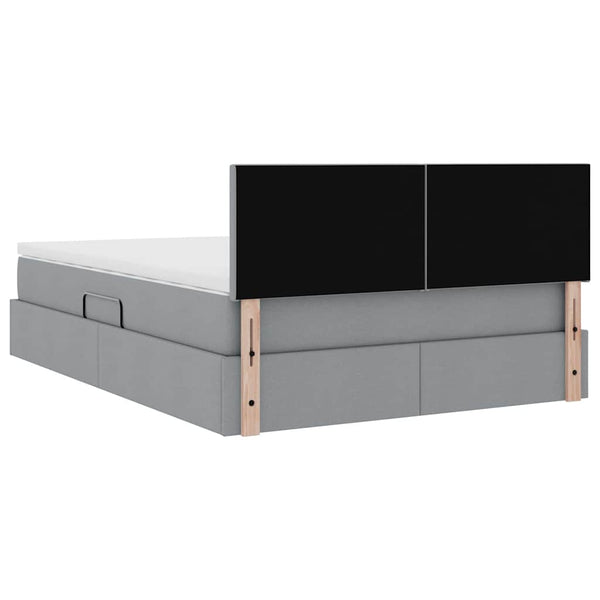 vidaXL Lit avec rangement et LED Gris clair 140 x 190 cm Tissu