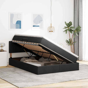 Bett mit Stauraum LED Schwarz 140x190 cm