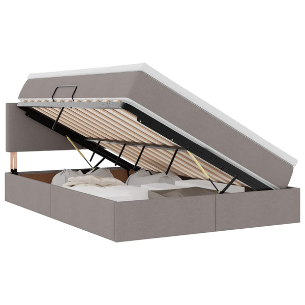 Bett mit Stauraum, LED & Matratze Taupe 140x190 cm