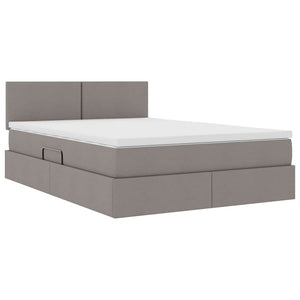 Bett mit Stauraum, LED & Matratze Taupe 140x190 cm
