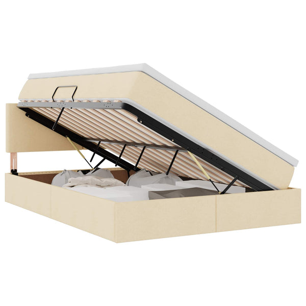 Stauraumbett mit LED & Matratze Creme 140x190 cm