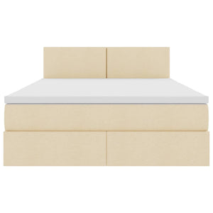 Stauraumbett mit LED & Matratze Creme 140x190 cm