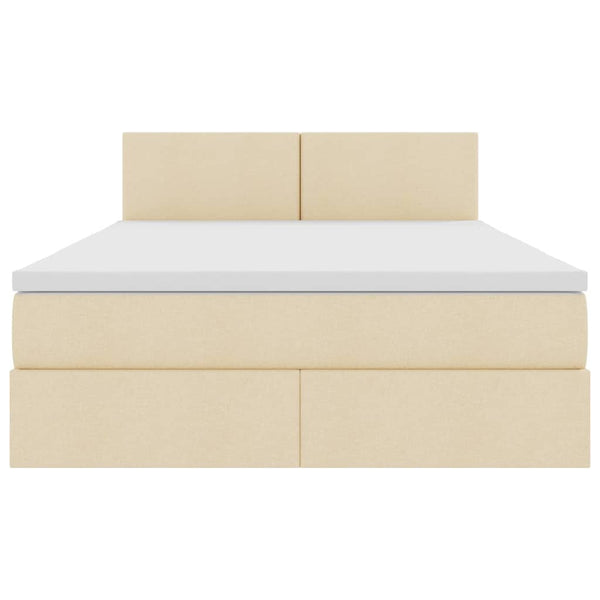 Stauraumbett mit LED & Matratze Creme 140x190 cm