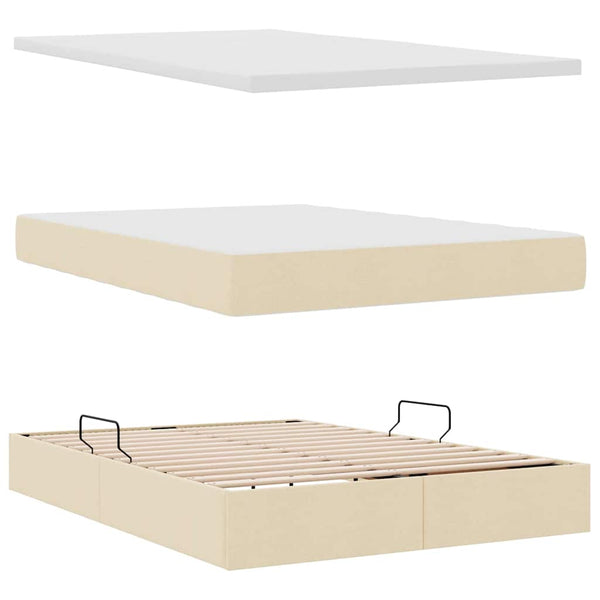 Stauraumbett mit LED & Matratze Creme 140x190 cm