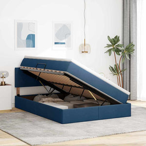 Bett mit Stauraum, LED & Matratze Blau 140x190