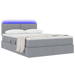 Bett mit Stauraum LED Hellgrau 140x200 cm