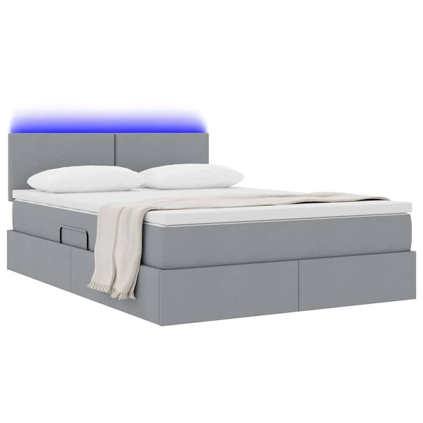 Bett mit Stauraum LED Hellgrau 140x200 cm