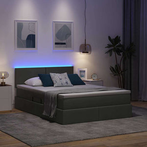Bett mit Stauraum und LED Dunkelgrau 140x200 cm