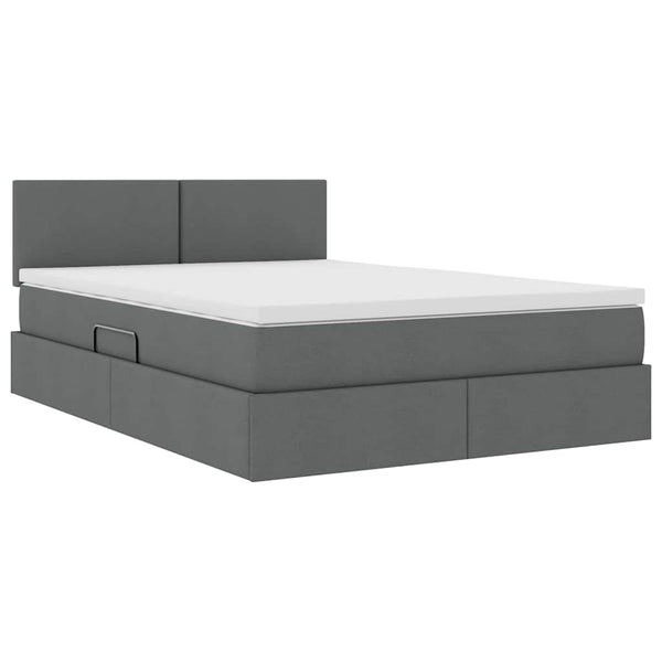 Bett mit Stauraum und LED Dunkelgrau 140x200 cm