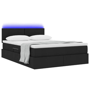 Bett mit Stauraum und LED Schwarz 140x200 cm
